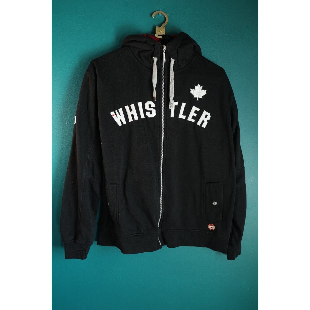 Canada Whistler Zip Up Black Hoodie Jacket Size XL British Columbia